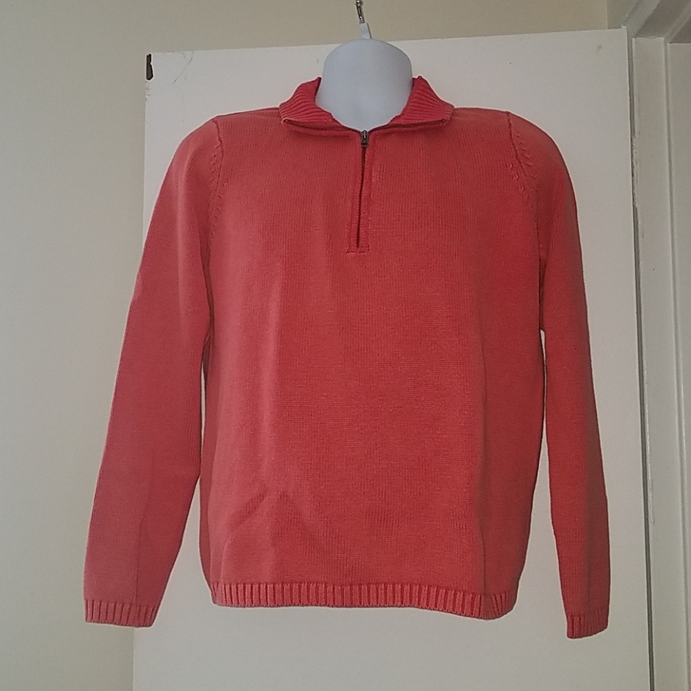 Orvis Large Coral 1/4 Zip Pullover Sweater